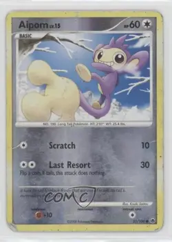Aipom Reverse Foil Pokemon Diamond & Pearl Majestic Dawn #51 2008 - Image 1