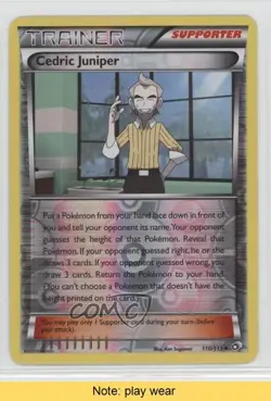 Cedric Juniper Reverse Foil Pokemon Black & White Legendary Treasures #110 2f4 - Image 1