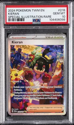 2024 POKEMON TWM EN-TWILIGHT MASQUERADE SPECIAL ILLUSTRATION RARE KIERAN PSA 10 - Image 1
