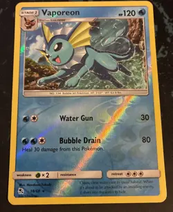 Vaporeon 18/68 Hidden Fates 2019 Reverse Holo Rare Pokemon TCG Card - LP - Image 1
