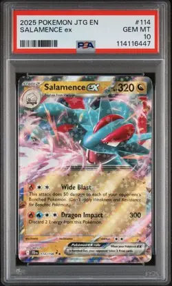 Salamence ex 114/159 2025 Journey Together Double Rare Card - PSA 10 English - Image 1