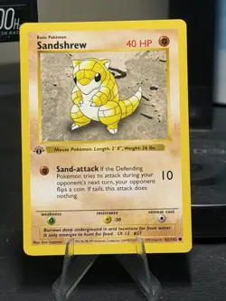 Pokemon Sandshrew 62/102 1st Edition Shadowless Base Set Card - Image 4