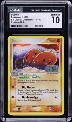 CGC 10 Dugtrio Reverse Holo Rare EX Crystal Guardians 2006 Pokemon Card #5 - Image 1