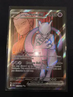 Pokemon TCG Team Rockets Mewtwo EX Full Art English Edition Card 213/182 Nm - Image 1
