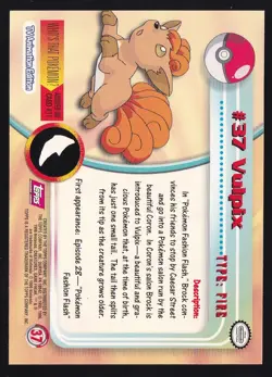 Pokemon Card Vulpix #37 TOPPS Series 1 Red Logo Non-Holo - Image 2