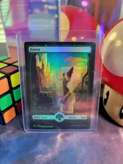 Forest 280 Magic The Gathering Streets Of New Capenna Foil Full Art Land LP - Image 1