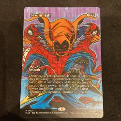Saw in Half (Borderless) #0021 Marvel’s Spider-Man Non Foil Mythic Rare MTG MAR - Image 1
