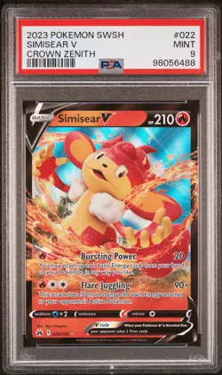 2023 POKEMON SWORD & SHIELD CROWN ZENITH #022 SIMISEAR V PSA 9 - Image 1