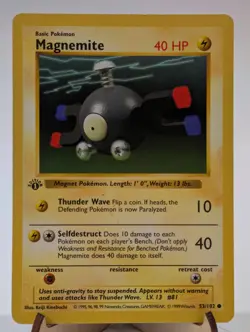 Pokemon Magnemite 53/102 1st Edition Shadowless Base - Image 1