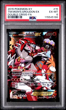 2015 POKEMON XY DOUBLE CRISIS #15 FULL ART/TEAM MAGMA'S GROUDON EX PSA 6 - Image 1