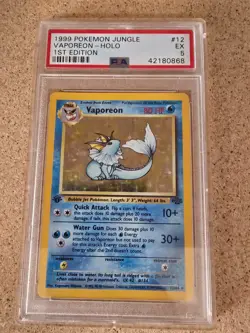 Pokemon Vaporeon 12/64 1st Edition WotC Jungle Holo Rare PSA 5 EX 1999 - Image 1