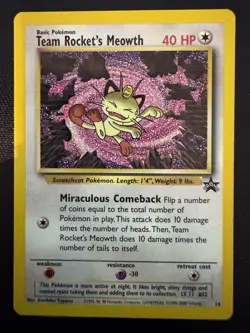 TEAM ROCKET'S MEOWTH pokemon MIRACULOUS 40 HP MINT RARE PROMO BLACK STAR #18 - Image 1