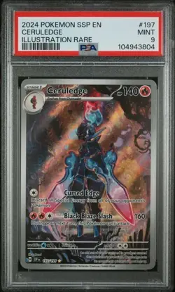 2024 POKEMON SSP EN-SURGING SPARKS ILLUSTRATION RARE #197 CERULEDGE PSA 9 - Image 1