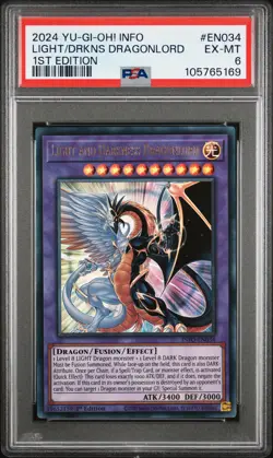 2024 YU-GI-OH! INFO-THE INFINITE FORBIDDEN LIGHT AND DARKNESS DRAGONLORD PSA 6 - Image 1
