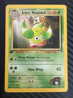 Pokemon TCG Cards 1st Edition Erika's Weepinbell 49/132 Gym Heroes Uncommon MP - Image 1