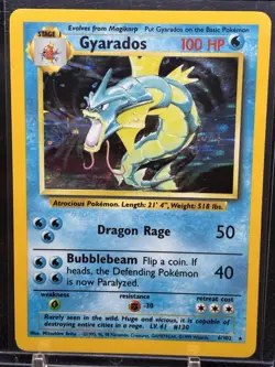 Pokemon Gyarados TCG Base Set Holo Unlimited Rare Card 6/102 Vintage WOTC LP - Image 1