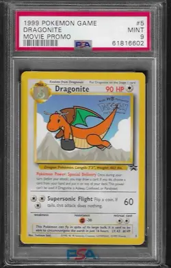 PSA 9 Dragonite 5 WB Stamped Black Star Promo Movie 1999 Pokemon Card - Image 1