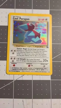 Cool Porygon WoTC Black Star Promo 15 Pokemon Card Holo Foil Rare HP - Image 1