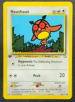 2000 Neo Genesis Hoothoot 60/111 1st Edition Wotc Vintage Pokemon Card - Image 1