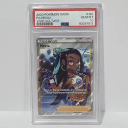 Pokemon TCG Vivid Voltage Nessa Full Art Ultra Rare Card 183/185 PSA 10 Gem Mint - Image 1