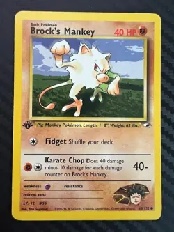 Pokemon TCG Brock's Mankey Gym Heroes 1st Edition Common 68/132 MP - Image 1