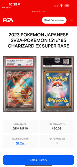 2023 POKEMON JAPANESE SV2A-POKEMON 151 #185 CHARIZARD EX SUPER RARE - Image 3