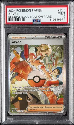 2024 POKEMON PAF EN-PALDEAN FATES SPECIAL ILLUSTRATION RARE #235 ARVEN PSA 9 - Image 1