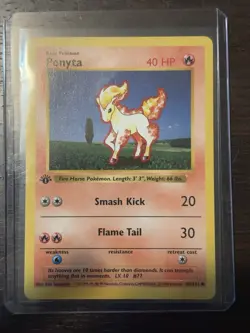1999 Pokemon TCG Ponyta Base Set 1st Edition Shadowless Non-Holo 60/102 - Image 1
