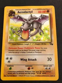 1999 Pokemon TCG Aerodactyl Fossil 1/62 Holo 1st Edition Holo Rare - Image 1