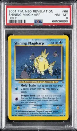 2001 POKEMON NEO REVELATION #66 SHINING MAGIKARP-HOLO PSA 8 - Image 1