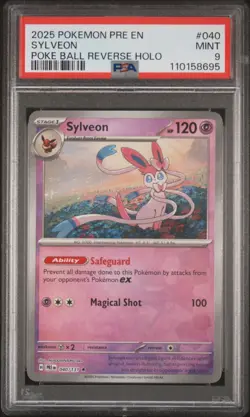 PSA 9 Sylveon 040/131 Pokemon Prismatic Evolutions Poke Ball Reverse Holo 2025 - Image 1