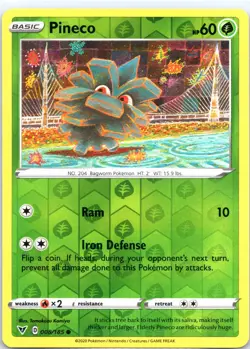 Pineco #008/185 Reverse Holo 2020 Pokemon Vivid Voltage NM - Image 1