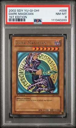 2002 YU-GI-OH! STARTER DECK: YUGI 1ST ED #006 DARK MAGICIAN PSA 8 - Image 1