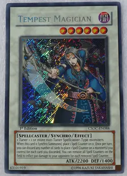 Yugioh 1x Tempest Magician CSOC-EN088 Secret Rare 1st Edition Near Mint - Image 1