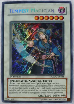 Yugioh 1x Tempest Magician CSOC-EN088 Secret Rare 1st Edition Near Mint - Image 3