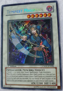 Yugioh 1x Tempest Magician CSOC-EN088 Secret Rare 1st Edition Near Mint - Image 4