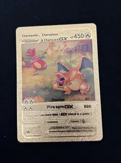 Pokemon Gold Foil Charmander, Charmeleon, Charizard GX 1/1 Collectible Card - Image 2