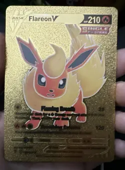 2021 Sword & Shield Pokemon Flareon V Single Strike Gold Foil Card - Image 1
