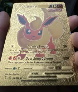 2021 Sword & Shield Pokemon Flareon V Single Strike Gold Foil Card - Image 2
