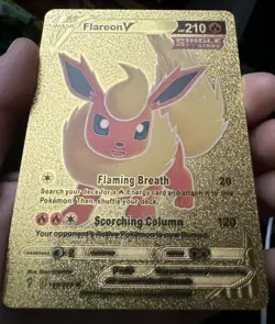 2021 Sword & Shield Pokemon Flareon V Single Strike Gold Foil Card - Image 3