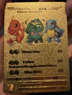 Charmander Bulbasaur Squirtle GX HP140 Gold Foil Fan Art Pokemon Card Pokemon - Image 1