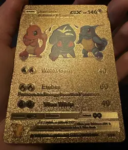 Charmander Bulbasaur Squirtle GX HP140 Gold Foil Fan Art Pokemon Card Pokemon - Image 2