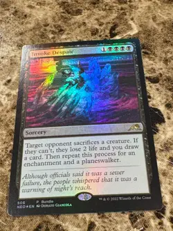 INVOKE DESPAIR Magic MTG Kamigawa: Neon Dynasty Foil Promo - Image 1