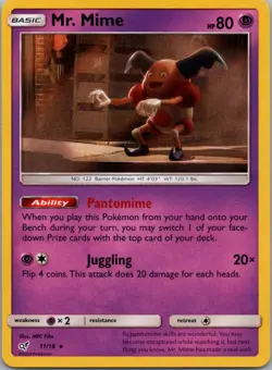Pokemon TCG Mr Mime 11/18 Detective Pikachu Holo LP - Image 1