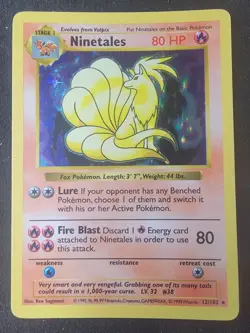 Pokemon TCG 99 Ninetales Base Set Shadowless Holo Rare #12/102 Mp - Image 1