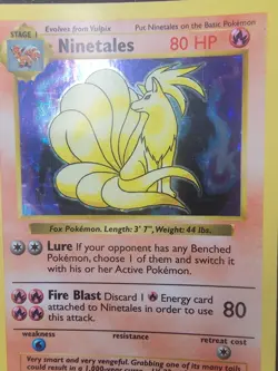 Pokemon TCG 99 Ninetales Base Set Shadowless Holo Rare #12/102 Mp - Image 3
