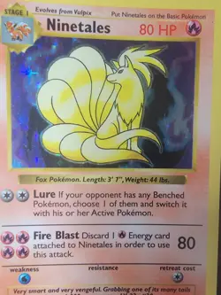 Pokemon TCG 99 Ninetales Base Set Shadowless Holo Rare #12/102 Mp - Image 5