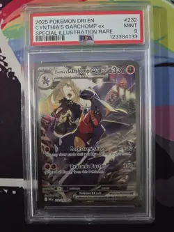 Pokemon TCG Cynthia's Garchomp ex SIR 232/182 - PSA 9 - Destined Rivals - Image 1