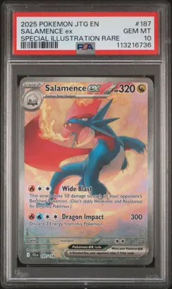 2025 POKEMON JTG EN-JOURNEY TOGETHER #187 SALAMENCE EX PSA 10 - Image 1