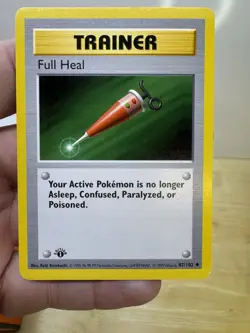 Pokemon Base Set FULL HEAL 82/102 1st Edition Shadowless Trainer - Image 1